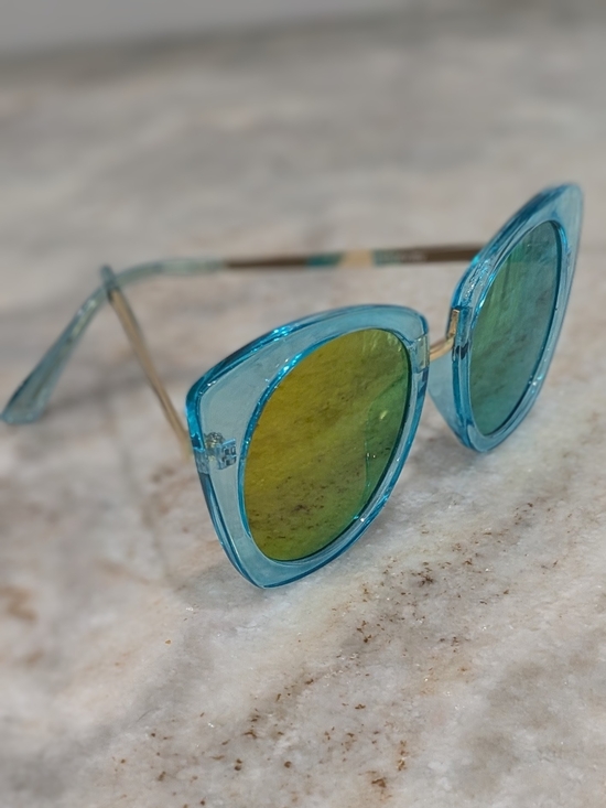 Accessories - Women’s Teal Transparent Frame Sunglasses with Orange Lenses